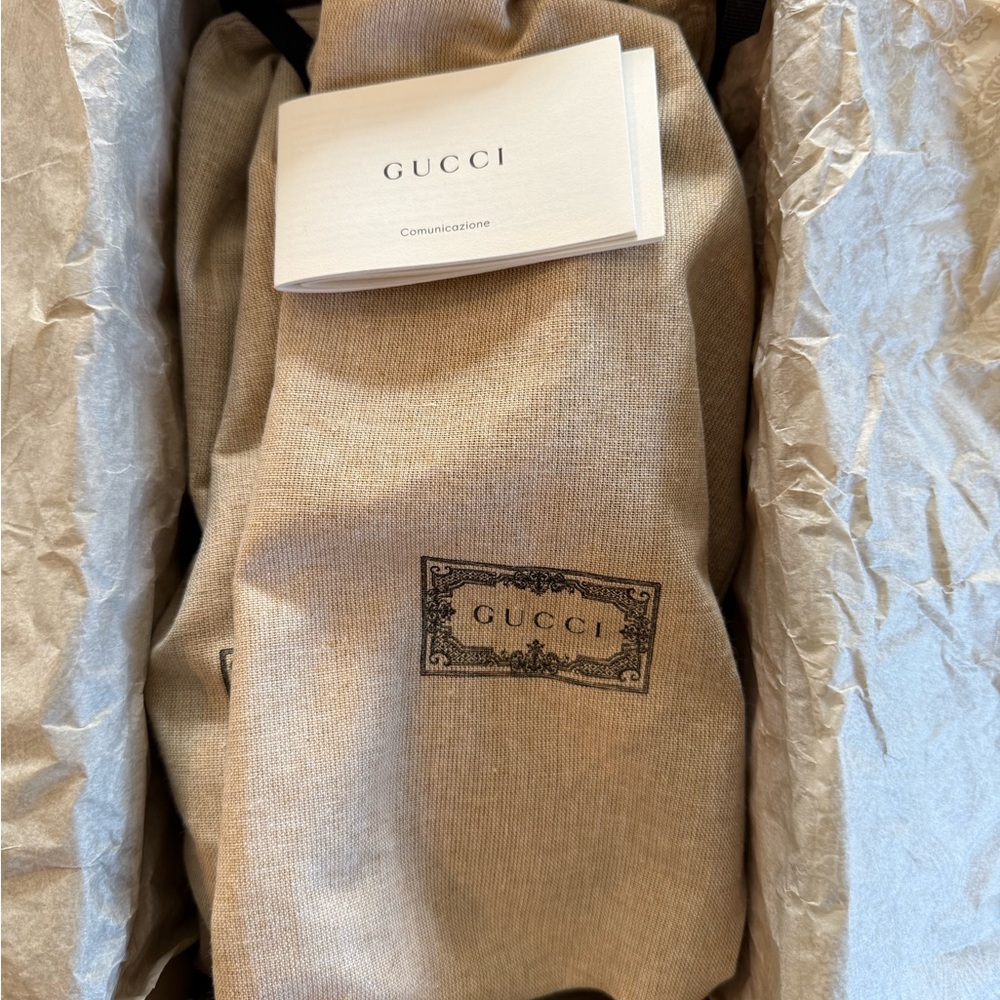 New 👡Gucci Block Heel Mule Sandal - Nero Black & Gold Leather, 7.5 - Picture 6 of 12